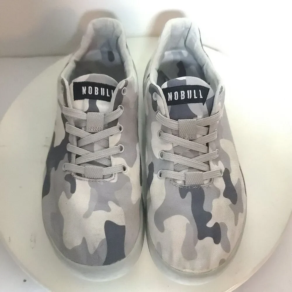 NOBULL Camo Canvas Trainers Women's Size 8.5 Gray Black White Sneakers Shoes